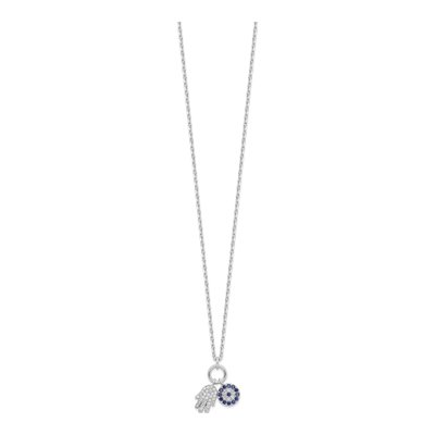 Sterling Silver CZ Hamsa Eye Pendant Necklace – view 3