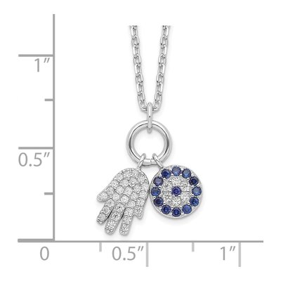 Sterling Silver CZ Hamsa Eye Pendant Necklace – view 5