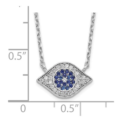 Sterling Silver CZ Evil Eye Pendant Necklace – view 5