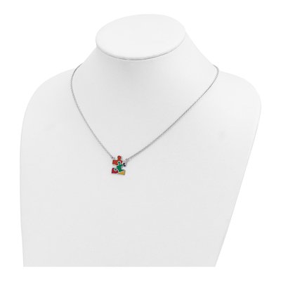 Sterling Silver Autism Puzzle Piece Pendant Necklace – view 3