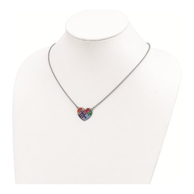 Sterling Silver Autism Heart Pendant Necklace – view 3