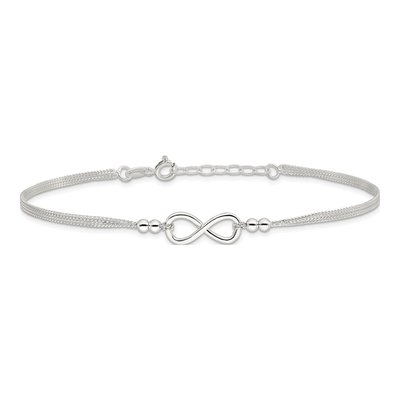 Sterling Silver 2-Strand Infinity Anklet – view 4