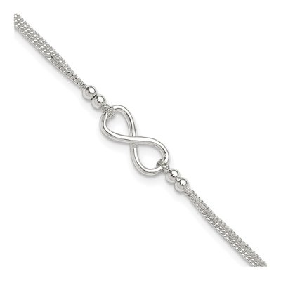 Sterling Silver 2-Strand Infinity Anklet