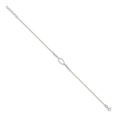 Sterling Silver Oval Link Anklet – view 3