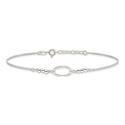 Sterling Silver Oval Link Anklet – view 4