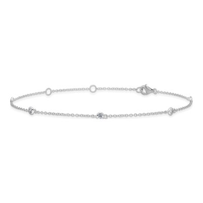 Sterling Silver CZ Bezel Anklet – view 3