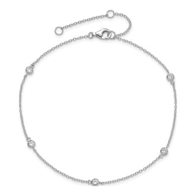 Sterling Silver CZ Bezel Anklet – view 5