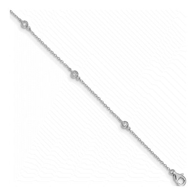 Sterling Silver CZ Bezel Anklet