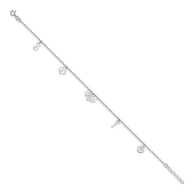 Sterling Silver Love Dangles Anklet – view 3