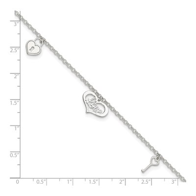 Sterling Silver Love Dangles Anklet – view 5