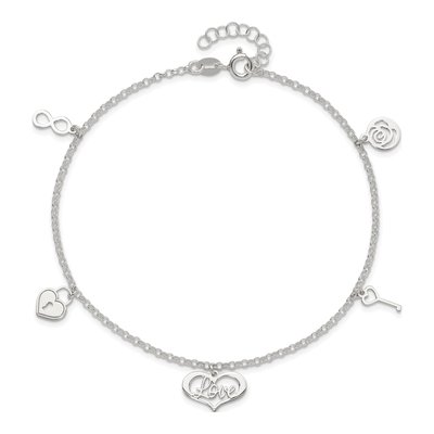 Sterling Silver Love Dangles Anklet – view 6