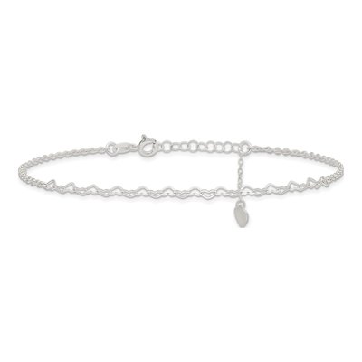 Sterling Silver Heart Link Anklet – view 4