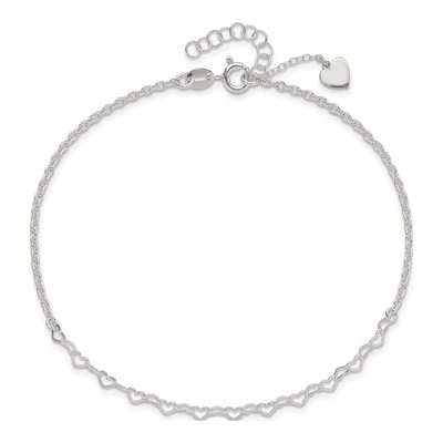 Sterling Silver Heart Link Anklet – view 6