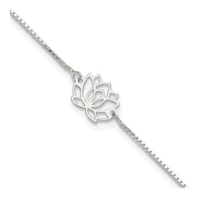 Sterling Silver Lotus Blue Tassel Anklet