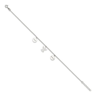 Sterling Silver Faith Believe Angel Anklet – view 3