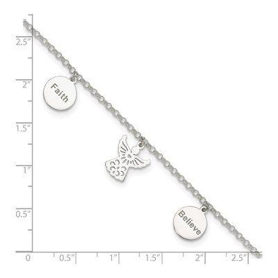 Sterling Silver Faith Believe Angel Anklet – view 5