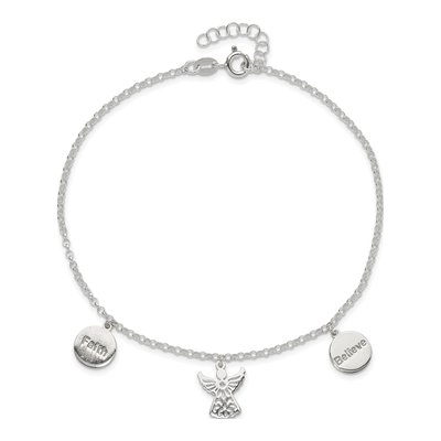Sterling Silver Faith Believe Angel Anklet – view 6