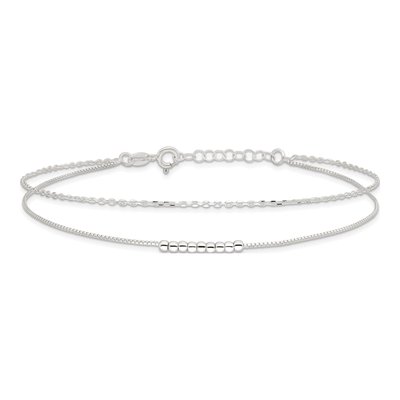 Sterling Silver Beaded 2-Strand Anklet – view 4