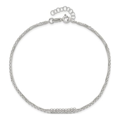 Sterling Silver Beaded 2-Strand Anklet – view 6
