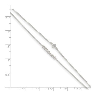 Sterling Silver CZ 2-Strand Beaded Anklet – view 5