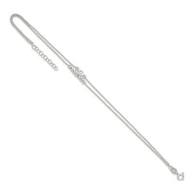Sterling Silver CZ 2-Strand Beaded Anklet – view 8