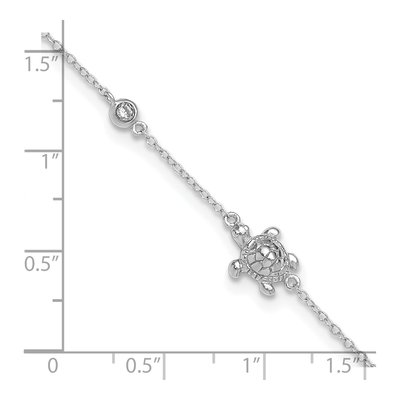 Sterling Silver CZ Turtle Anklet – view 5