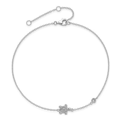 Sterling Silver CZ Turtle Anklet – view 6
