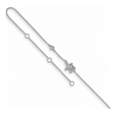 Sterling Silver CZ Turtle Anklet