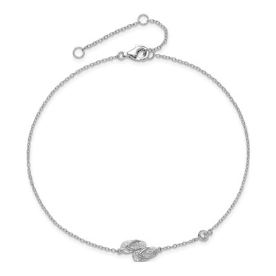 Sterling Silver CZ Flip Flop Anklet – view 6