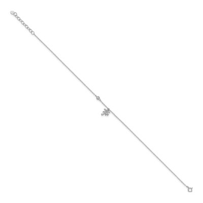 Sterling Silver CZ Palm Tree Anklet – view 3