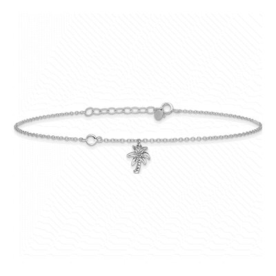 Sterling Silver CZ Palm Tree Anklet – view 4