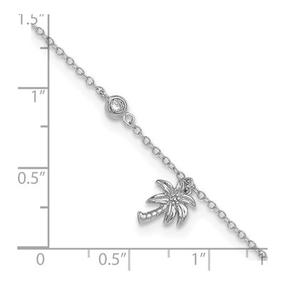 Sterling Silver CZ Palm Tree Anklet – view 5