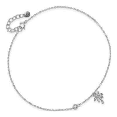 Sterling Silver CZ Palm Tree Anklet – view 6