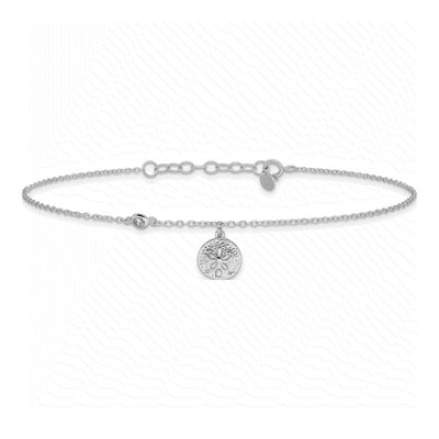Sterling Silver CZ Sand Dollar Anklet – view 3