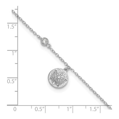 Sterling Silver CZ Sand Dollar Anklet – view 4