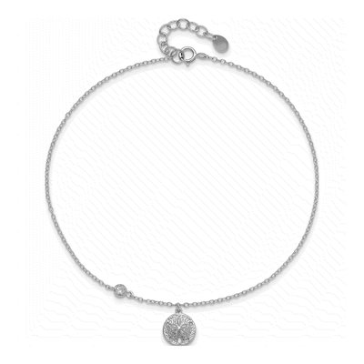 Sterling Silver CZ Sand Dollar Anklet – view 5