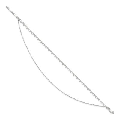 Sterling Silver 2-Strand Heart Link Anklet – view 3