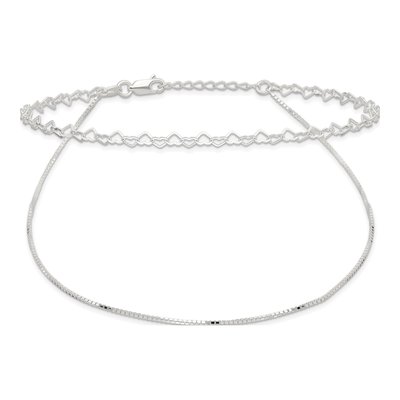 Sterling Silver 2-Strand Heart Link Anklet – view 4