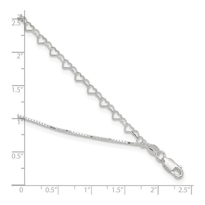 Sterling Silver 2-Strand Heart Link Anklet – view 5