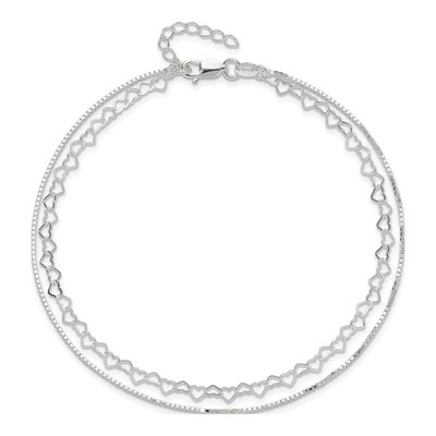 Sterling Silver 2-Strand Heart Link Anklet – view 6