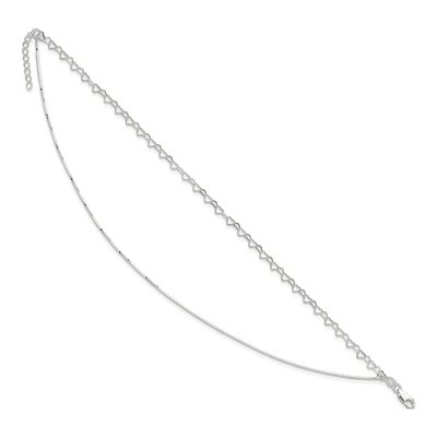 Sterling Silver 2-Strand Heart Link Anklet – view 8