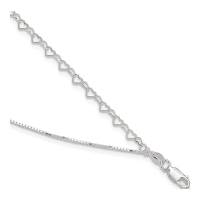 Sterling Silver 2-Strand Heart Link Anklet