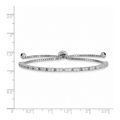 Sterling Silver CZ April Birthstone Adjustable Bracelet – view 3