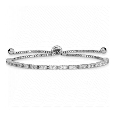 Sterling Silver CZ April Birthstone Adjustable Bracelet