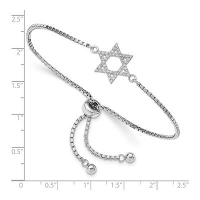 Sterling Silver CZ Star of David Bracelet – view 3