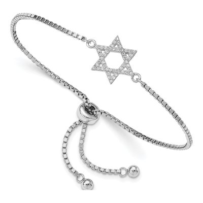 Sterling Silver CZ Star of David Bracelet