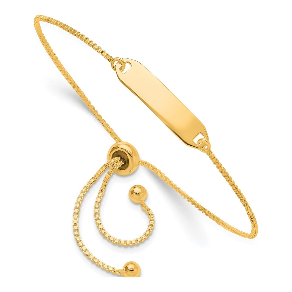 Sterling Silver Gold-Tone Polished Bar Adjustable Bracelet with Slip On Clasp
