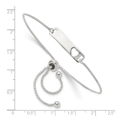 Sterling Silver Bar Heart Adjustable Bracelet – view 2