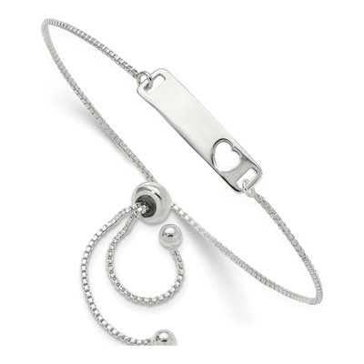 Sterling Silver Bar Heart Adjustable Bracelet