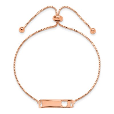 Rose Gold-Plated Sterling Silver Bar Heart Bracelet – view 3